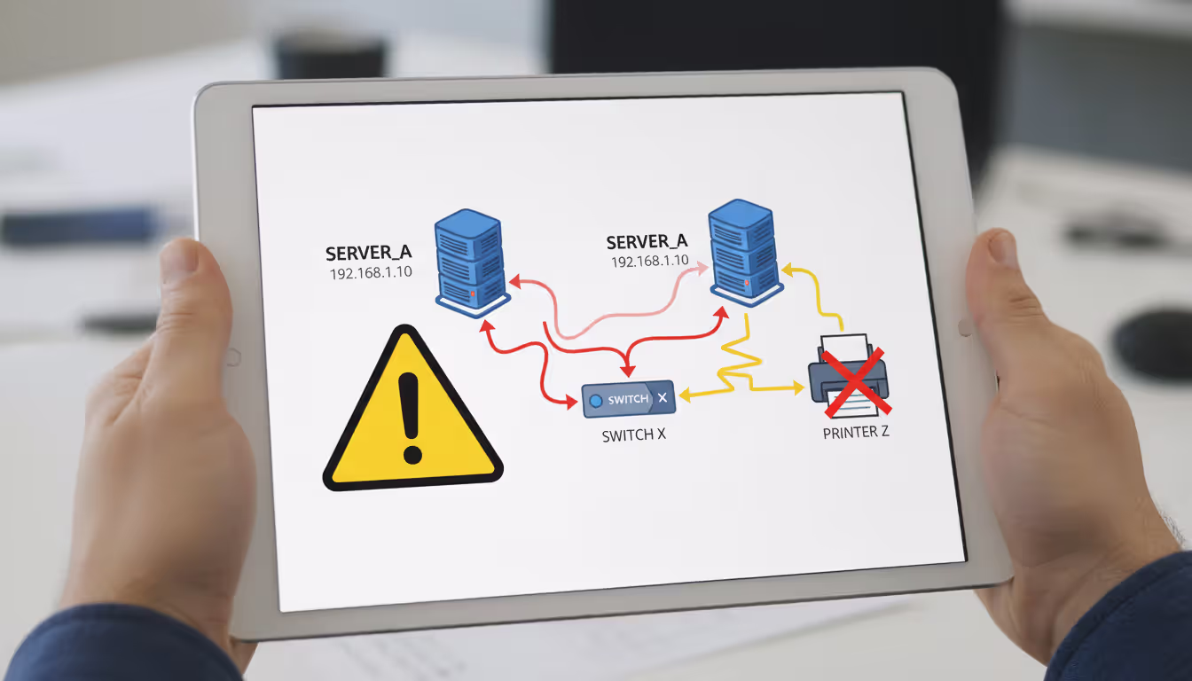 Common mistakes in a network map with warning icon