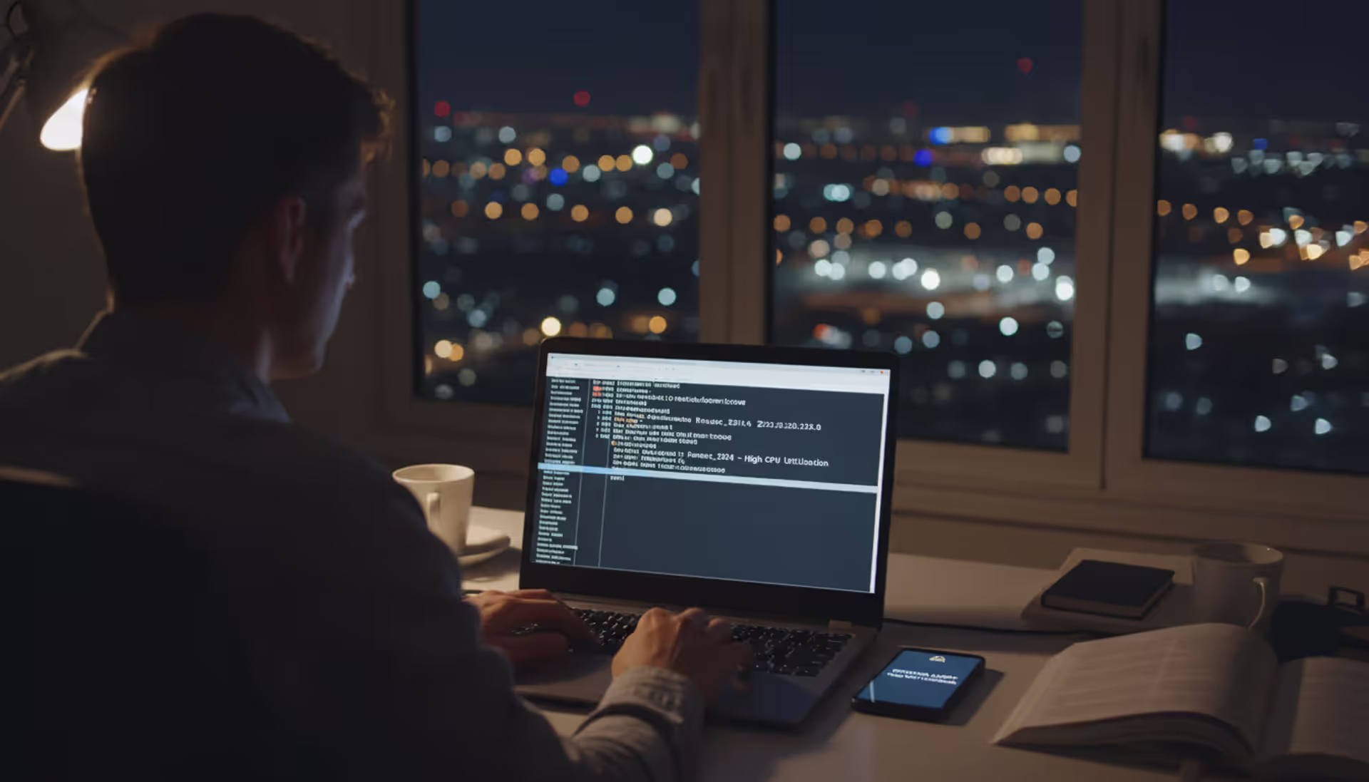 Blue Ethernet cable with RJ-45 connector plugged into a modern router port with glowing LED indicator lights in the background